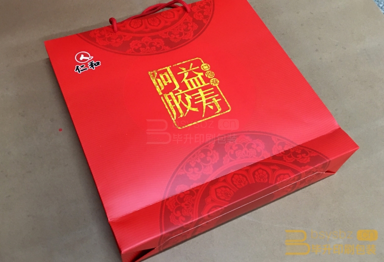 仁和阿膠益壽口服液手提袋印刷的非常好，得到客戶(hù)的好評(píng)